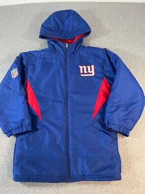 NFL On Field New York Giants Full Zip Hooded Fleece Lined Jacket Youth M(10/12)